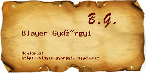Blayer Györgyi névjegykártya